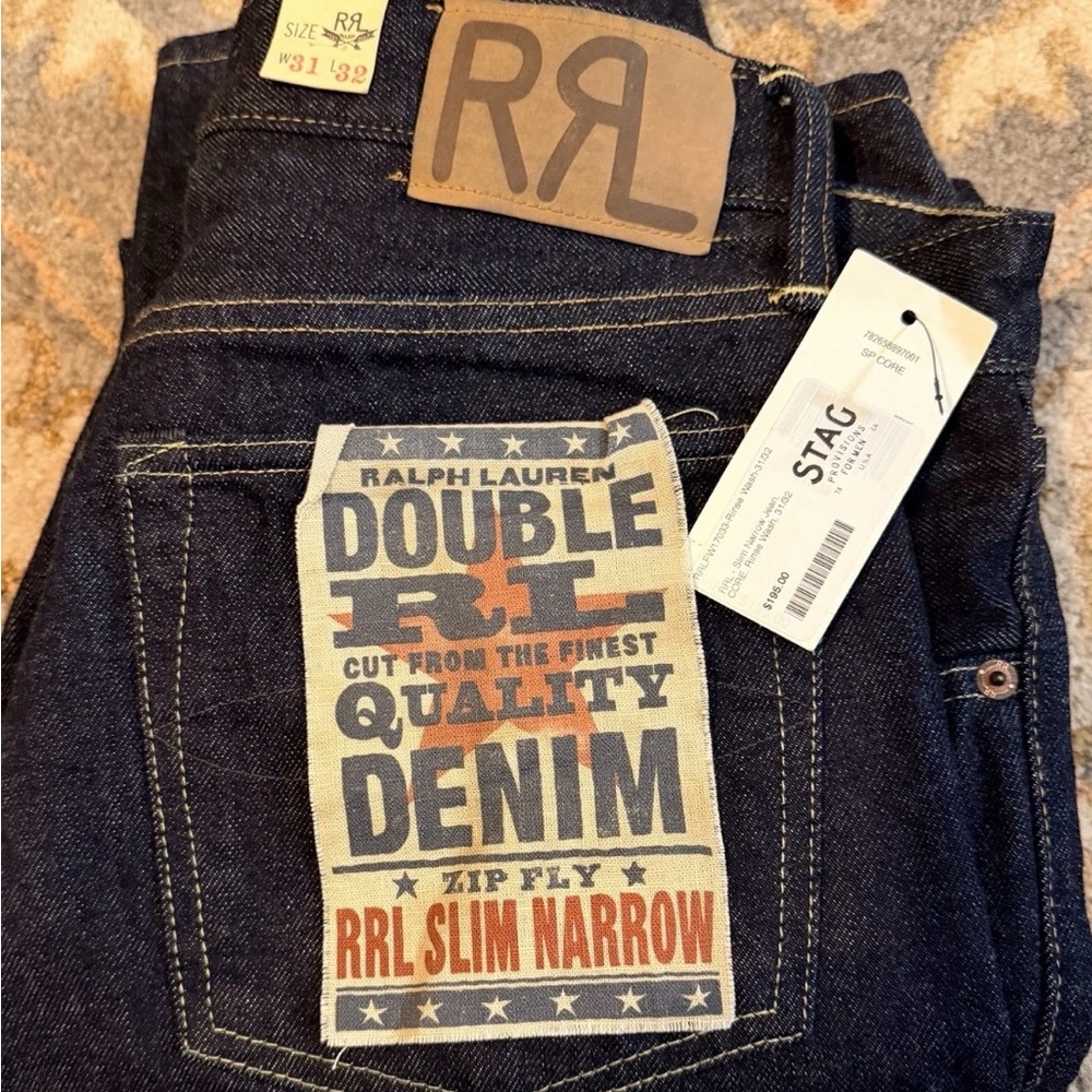 Ralph Lauren Double RL Slim Jeans - Deep Indigo Sz 31x32 NWT $195
